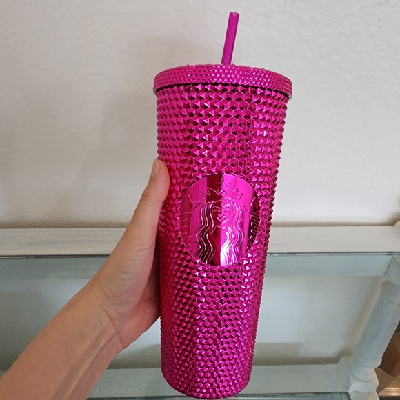 Starbucks Hot Pink Metallic Studded 24 OZ  TUMBLER 2022 Holiday Edition - Picture 5 of 5